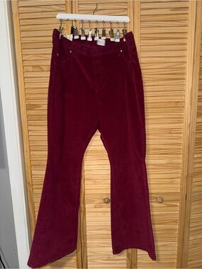 crown & ivy Wine Corduroy Flare Jeans
